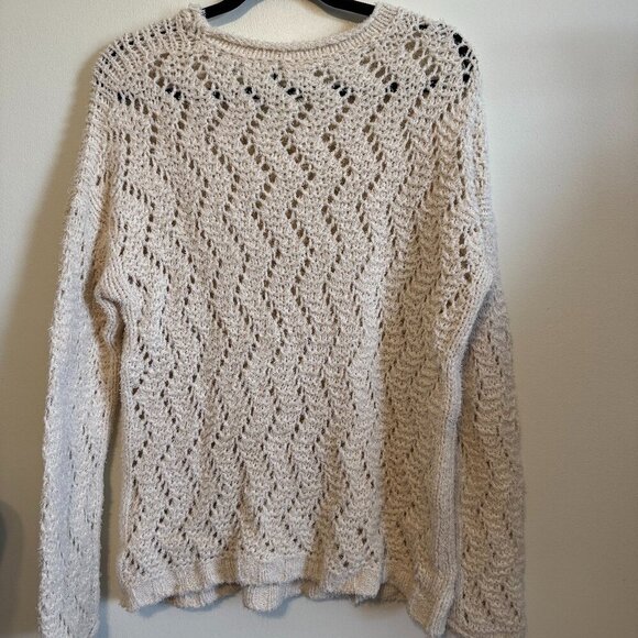 Anthropologie Akemi + Kin Natural Sable Pointelle Knitted Sweater Medium - Picture 4 of 7